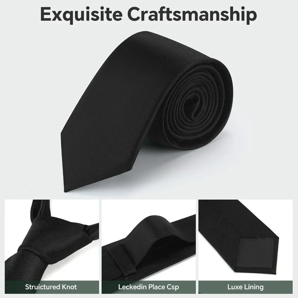 Men's Black Solid Pure Color Formal 3.15